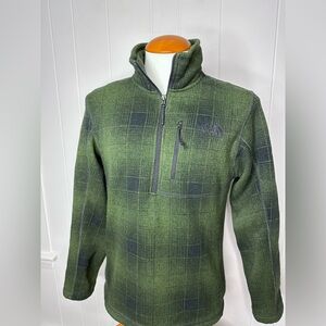 The North Face Gordon Lyons Green Plaid 1/2 Zip Fleece